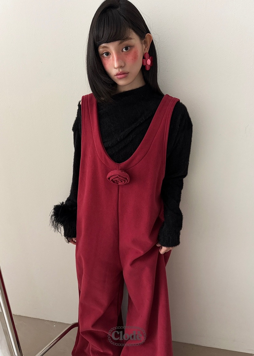 CLODE韓國代購㊣女裝新款休閑推薦25秋冬人氣熱賣背帶褲抓絨CLODE背帶褲