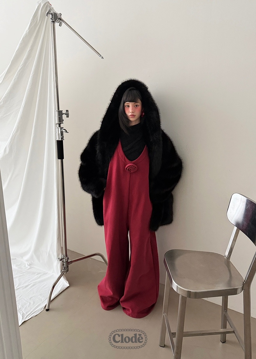 CLODE韓國代購㊣女裝新款休閑推薦25秋冬人氣熱賣背帶褲抓絨CLODE背帶褲