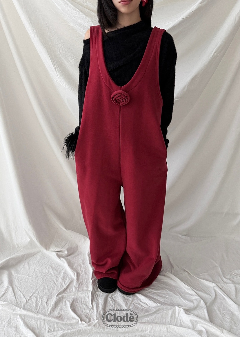 CLODE韓國代購㊣女裝新款休閑推薦25秋冬人氣熱賣背帶褲抓絨CLODE背帶褲圖色1