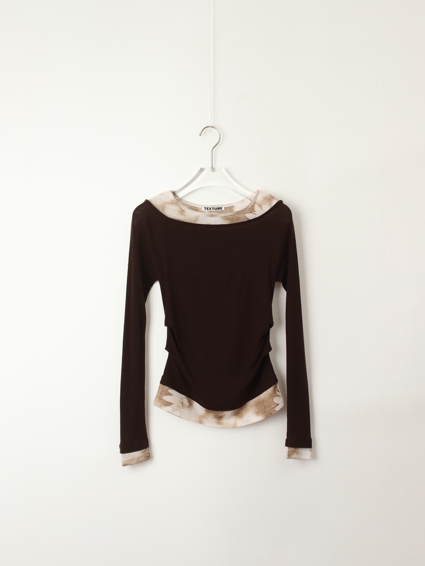 TEXTURE韓國代購㊣女裝新品職業休閑時尚熱賣人氣25秋冬長袖T恤TEXTURE長袖T恤圖色2棕