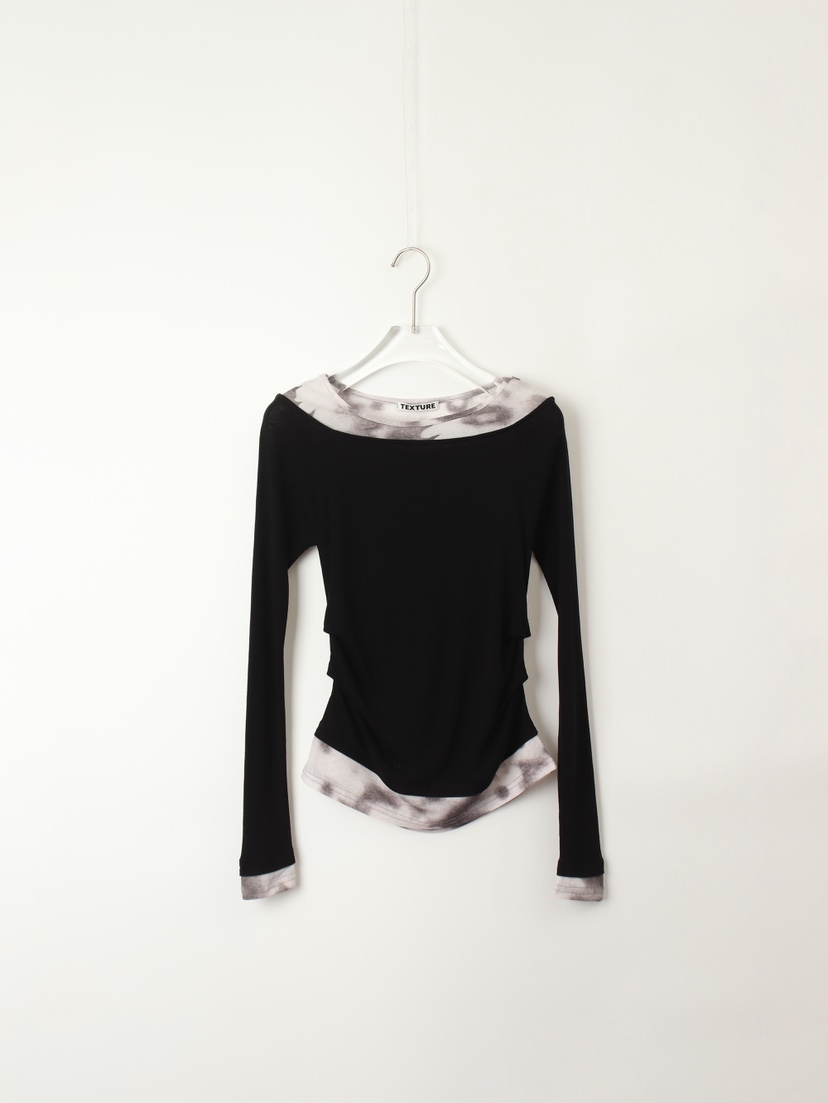 TEXTURE韓國代購㊣女裝新品職業休閑時尚熱賣人氣25秋冬長袖T恤TEXTURE長袖T恤圖色4黑