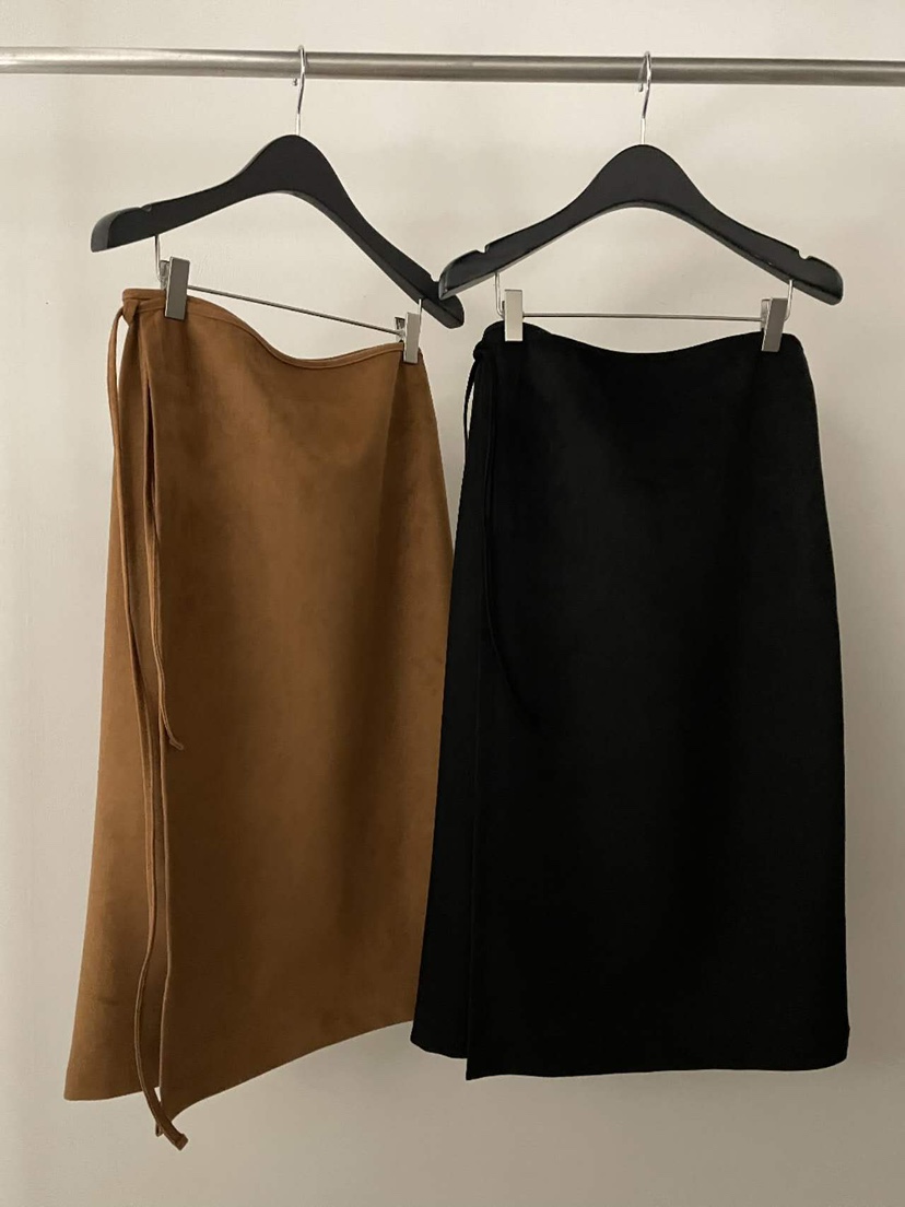 FLAT GARDEN/LA MUETTE/JAMIESTONE韓國代購㊣女裝新品25秋冬半身裙中短裙裹身裙麂皮FLAT GARDEN/LA MUETTE/JAMIESTONE半身裙/中短裙