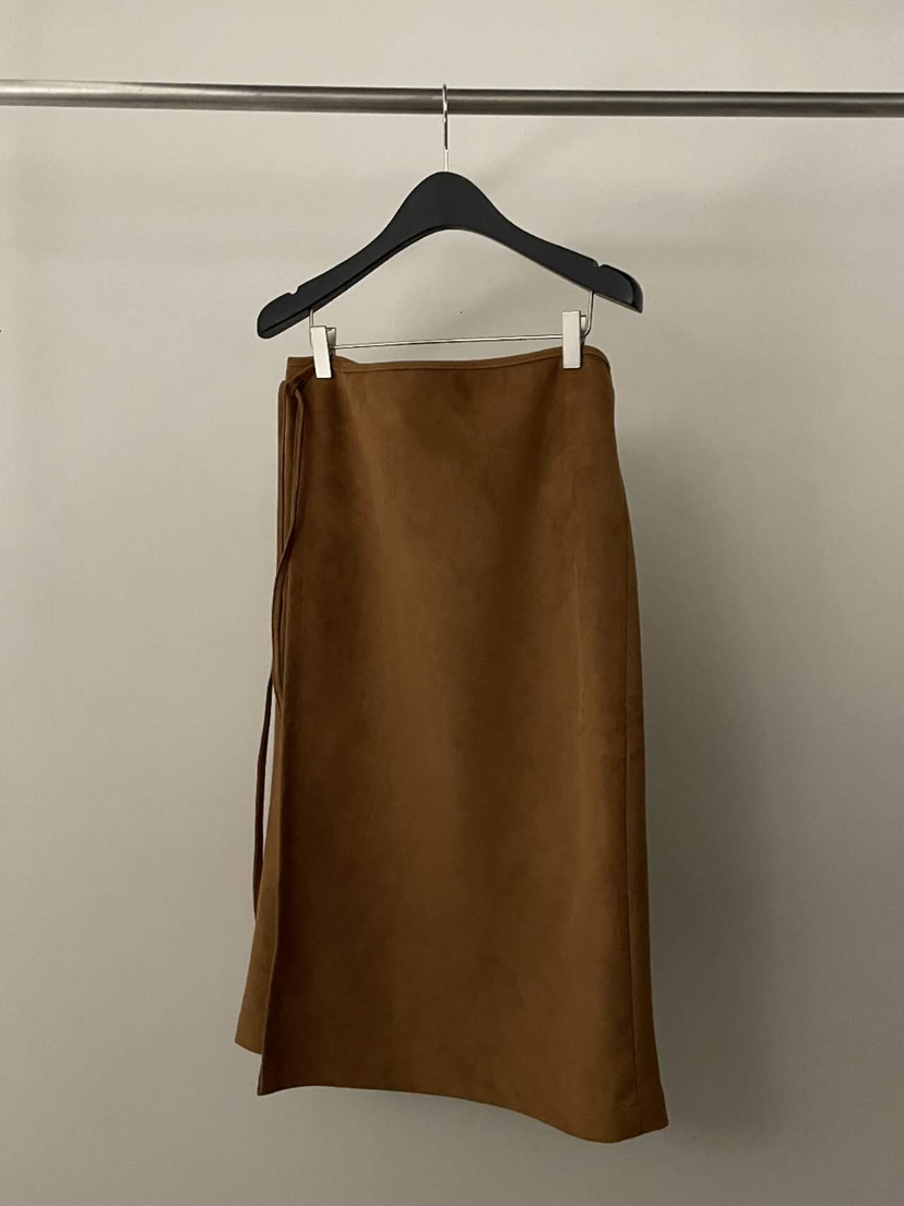 FLAT GARDEN/LA MUETTE/JAMIESTONE韓國代購㊣女裝新品25秋冬半身裙中短裙裹身裙麂皮FLAT GARDEN/LA MUETTE/JAMIESTONE半身裙/中短裙圖色1