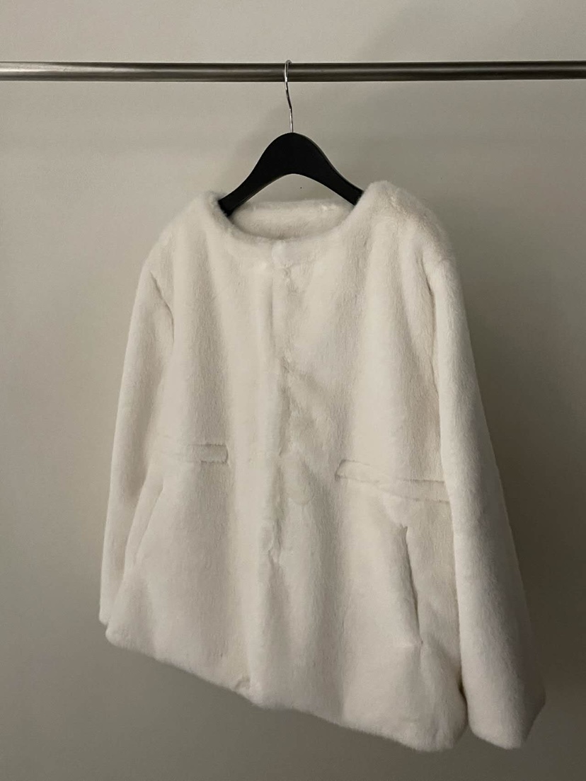 FLAT GARDEN/LA MUETTE/JAMIESTONE韓國代購㊣女士新品25秋冬短款大衣貂皮圍巾FLAT GARDEN/LA MUETTE/JAMIESTONE短款大衣圖色1