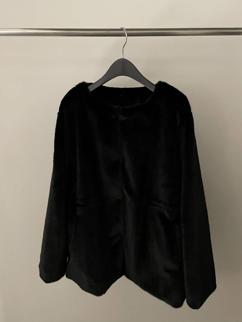 FLAT GARDEN/LA MUETTE/JAMIESTONE韓國代購㊣女士新品25秋冬短款大衣貂皮圍巾FLAT GARDEN/LA MUETTE/JAMIESTONE短款大衣圖色2