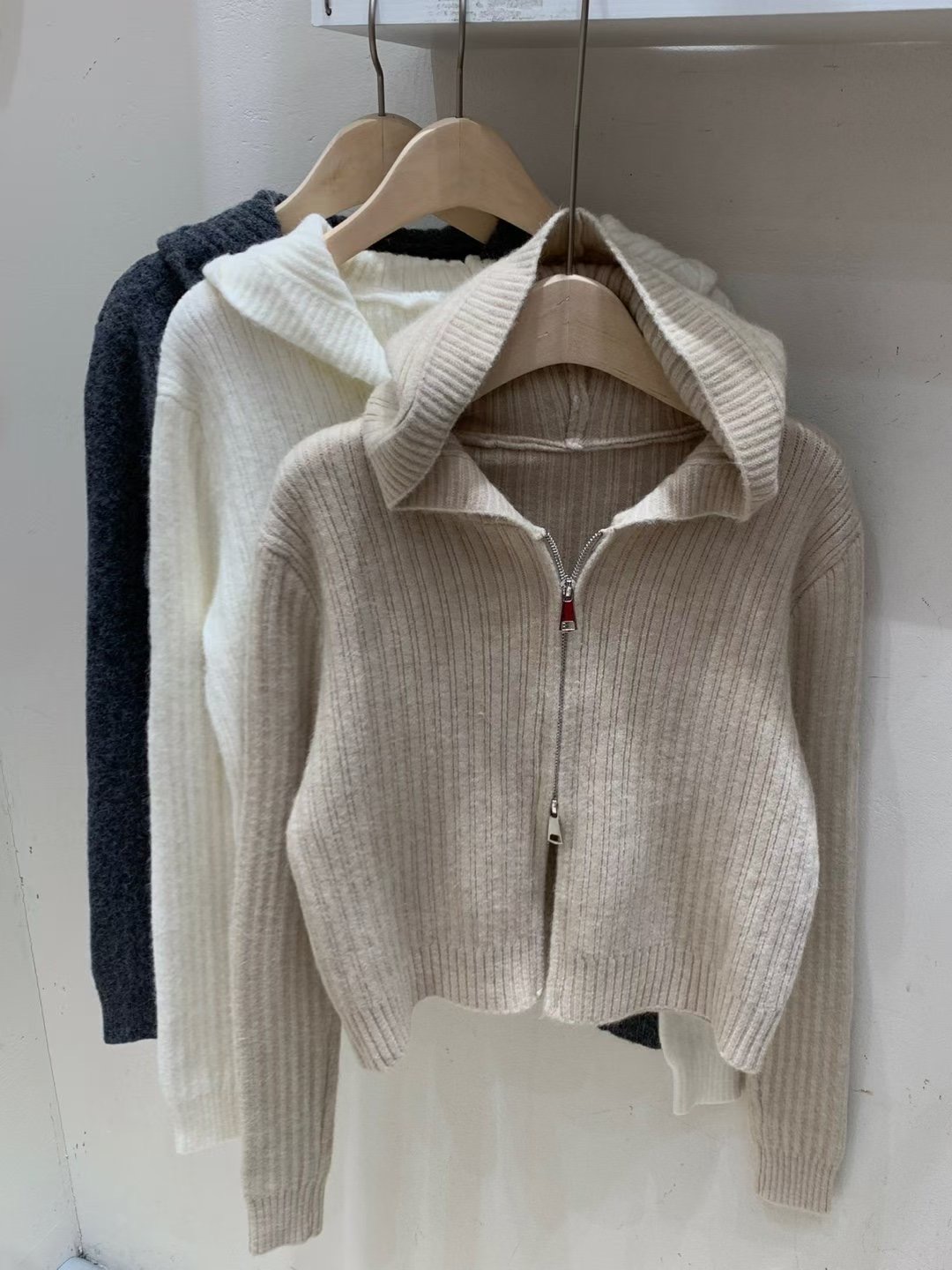 FRIDA東大門㊣代購女裝新款人氣休閑職業推薦針織衫拉鏈連帽FRIDA針織衫