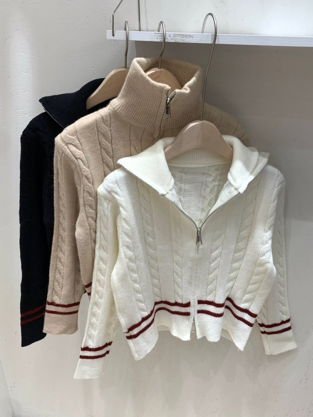 FRIDA韓國代購㊣女裝新品熱賣休閑職業人氣時尚推薦針織衫拉鏈FRIDA針織衫圖色1左一色