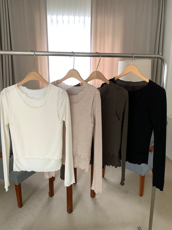 DOIT韓國代購㊣女裝新款人氣25秋冬休閑熱賣職業推薦長袖T恤DOIT長袖T恤圖色2左二色