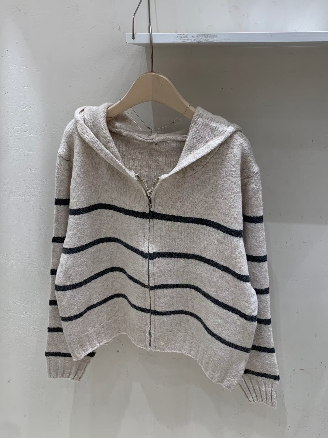 FRIDA韓國直郵㊣女裝新品時尚25秋冬熱賣休閑針織衫連帽拉鏈衫FRIDA針織衫圖色1