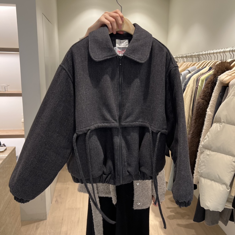 LIFFEY韓國直郵㊣女士新品熱賣休閑時尚職業25秋冬夾克格子夾棉LIFFEY夾克圖色1