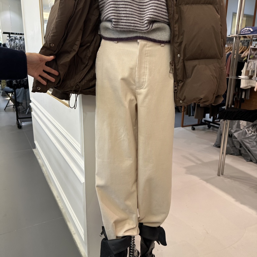 ANDMORE BUTTON韓國代購㊣女士新品推薦25秋冬職業休閑褲羊毛ANDMORE BUTTON休閑褲圖色1