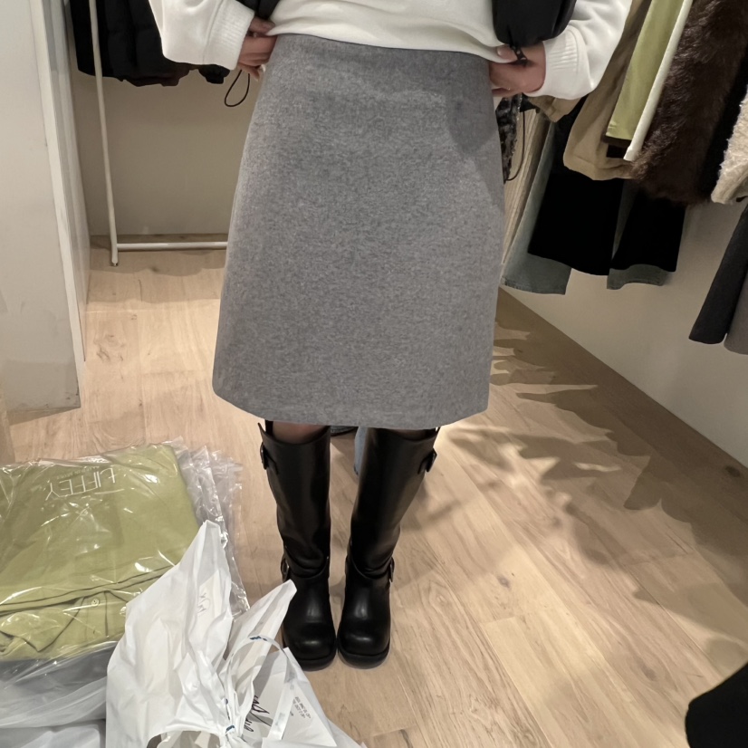 LIFFEY東大門㊣代購女士新款休閑推薦25秋冬半身裙中短裙羊毛LIFFEY半身裙/中短裙圖色1