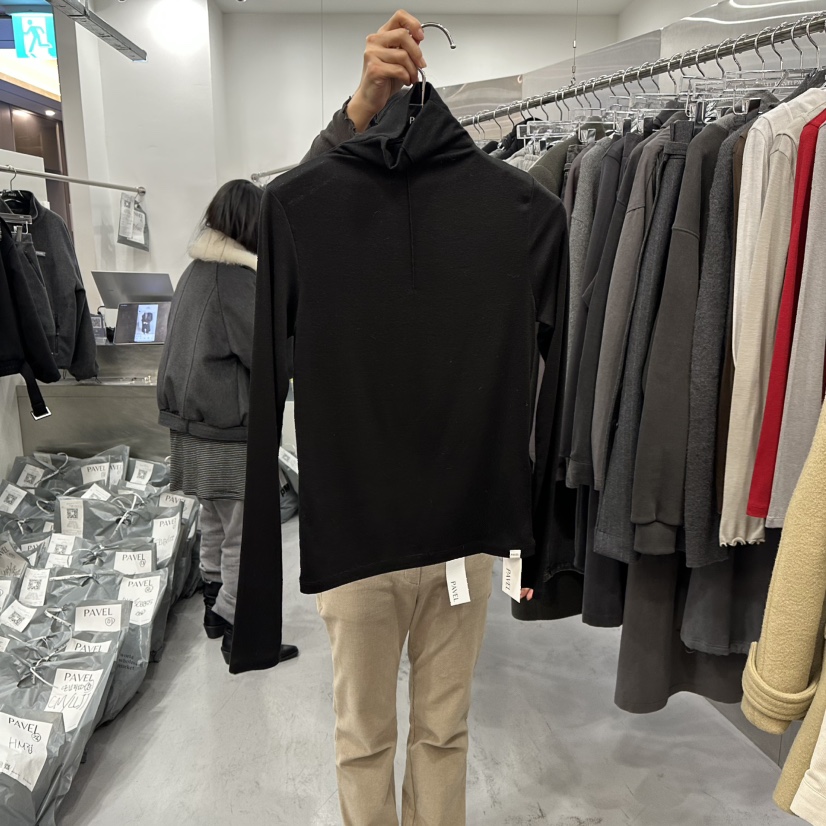 PAVEL韓國代購㊣女士新款25秋冬時尚熱賣休閑職業人氣長袖T恤PAVEL長袖T恤圖色4黑色