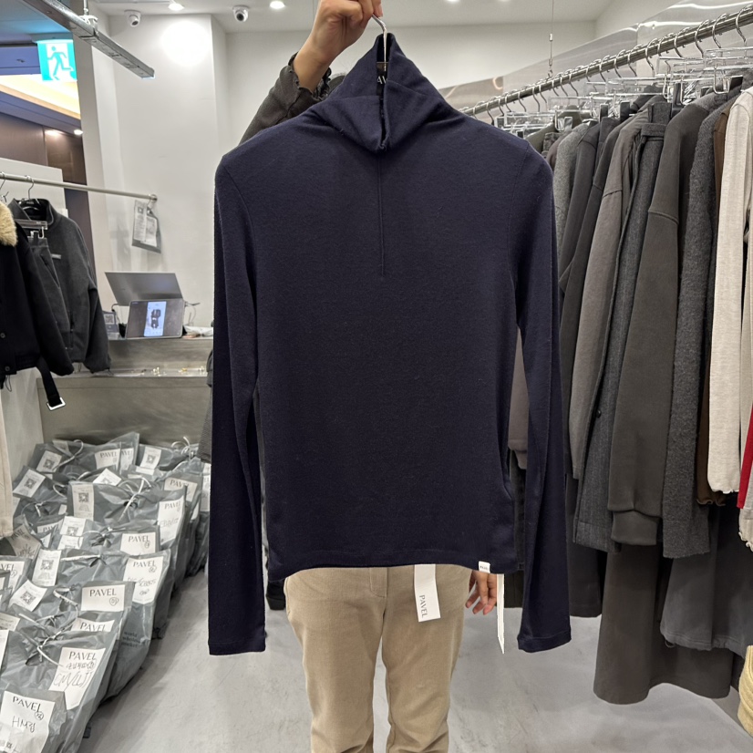 PAVEL韓國代購㊣女士新款25秋冬時尚熱賣休閑職業人氣長袖T恤PAVEL長袖T恤圖色5深藍色