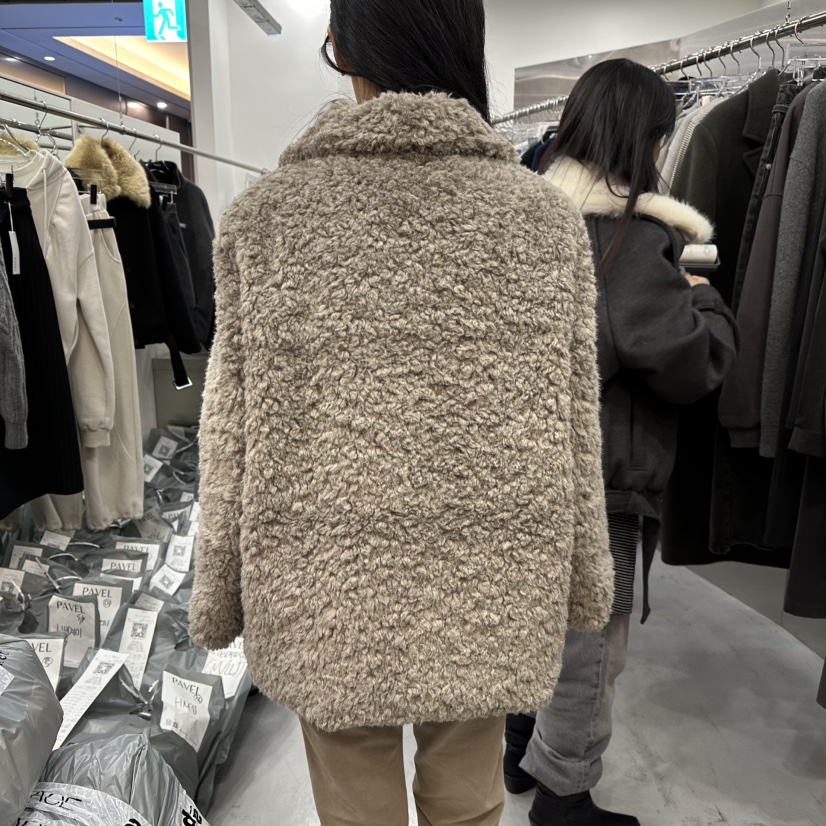 PAVEL東大門㊣代購女士新品人氣25秋冬休閑短款大衣毛皮紐扣PAVEL短款大衣