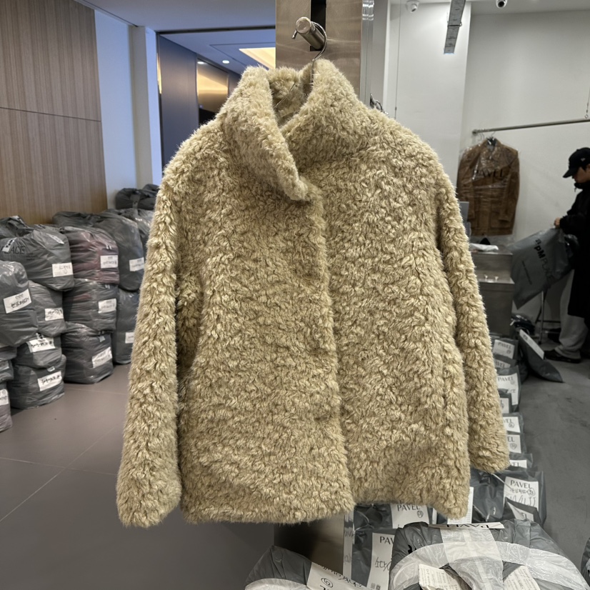 PAVEL東大門㊣代購女士新品人氣25秋冬休閑短款大衣毛皮紐扣PAVEL短款大衣圖色1