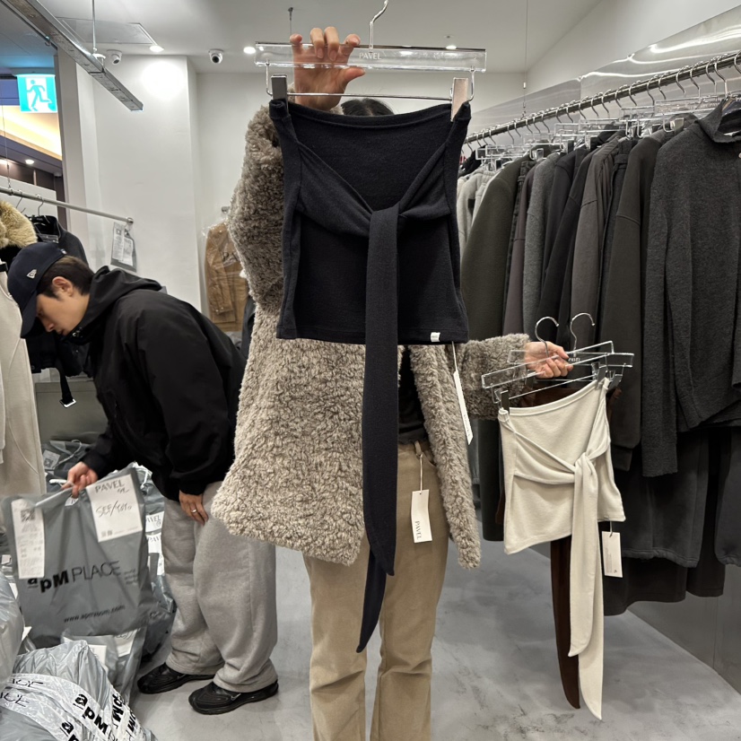 PAVEL韓國直郵㊣女士新品休閑推薦熱賣人氣吊帶背心安哥拉羊毛PAVEL吊帶/背心圖色3黑色