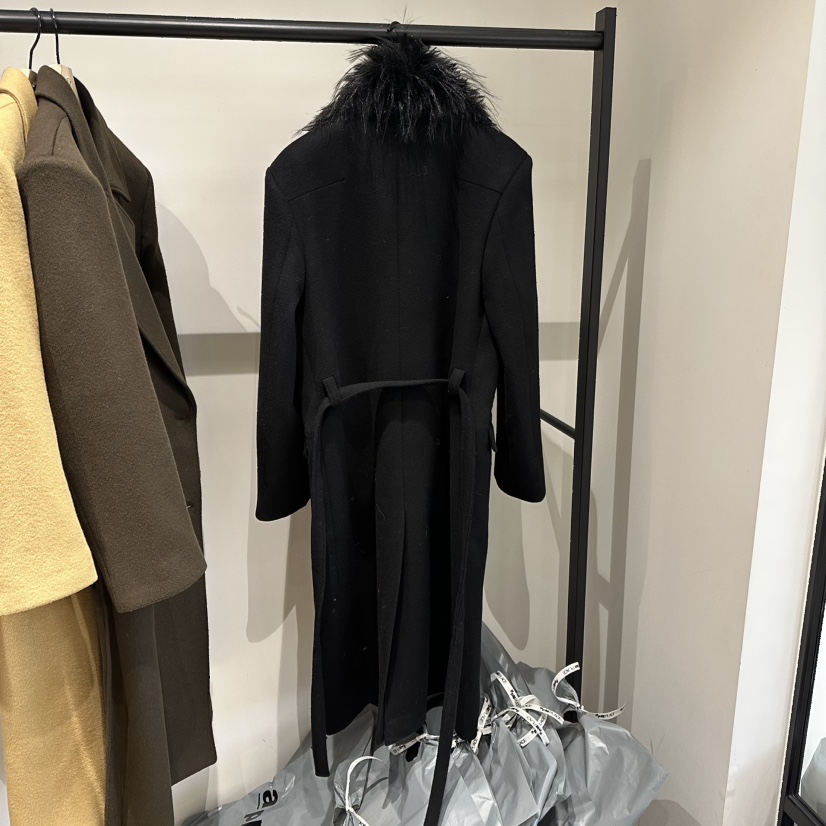 aube nunt東大門㊣實拍女裝新品推薦25秋冬中長款大衣含腰帶aube nunt中長款大衣