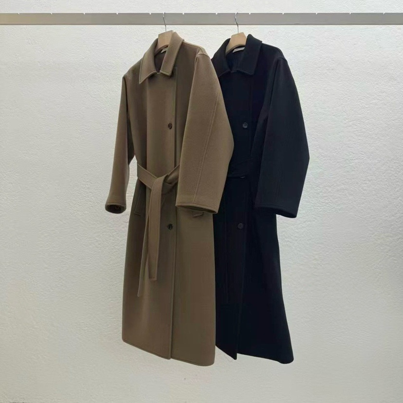 STATEMENT東大門㊣實拍女士新品職業25秋冬中長款大衣含腰帶STATEMENT中長款大衣