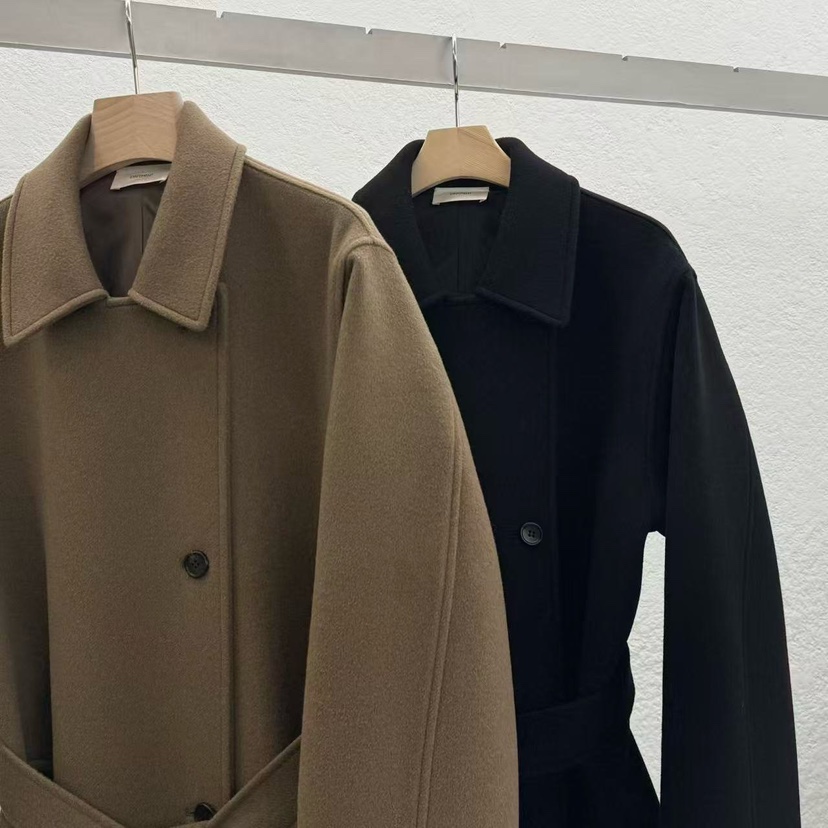 STATEMENT東大門㊣實拍女士新品職業25秋冬中長款大衣含腰帶STATEMENT中長款大衣