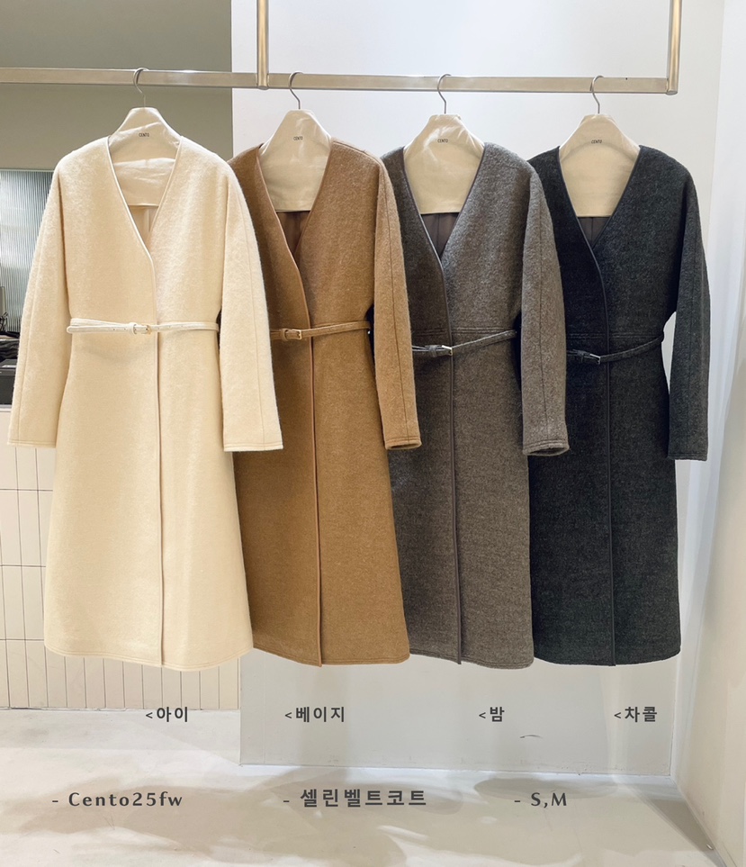 CENTO東大門㊣實拍女裝新品熱賣推薦時尚休閑中長款大衣含腰帶CENTO中長款大衣