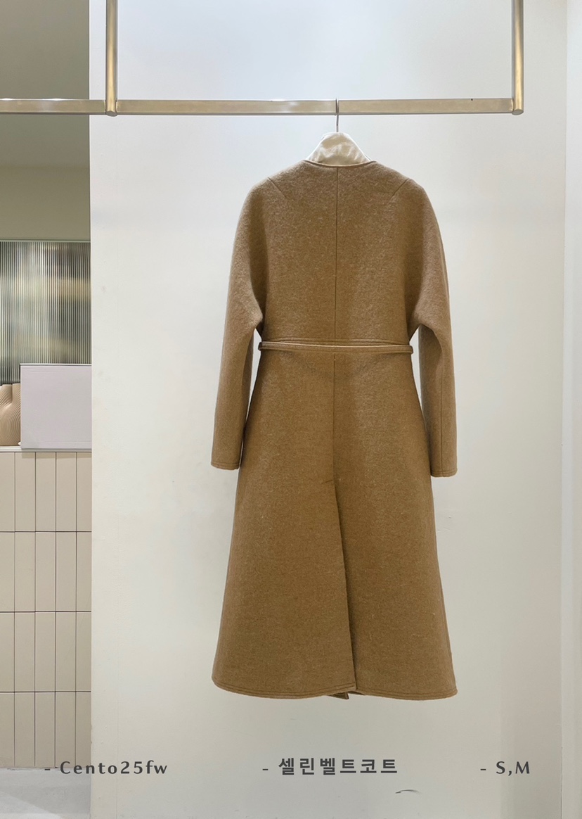 CENTO東大門㊣實拍女裝新品熱賣推薦時尚休閑中長款大衣含腰帶CENTO中長款大衣