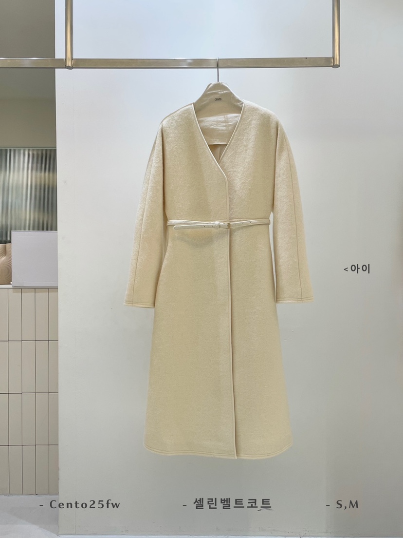 CENTO東大門㊣實拍女裝新品熱賣推薦時尚休閑中長款大衣含腰帶CENTO中長款大衣圖色1