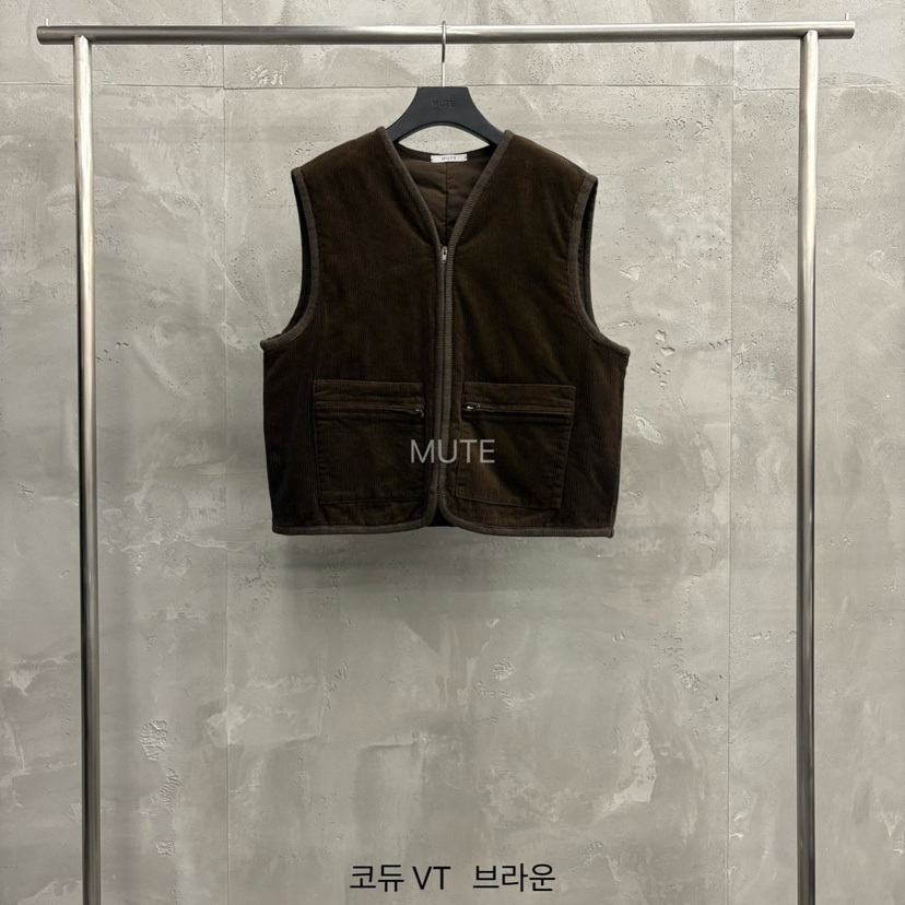 MUTE-P東大門㊣代購女裝新款熱賣職業推薦25秋冬馬甲燈心絨MUTE馬甲圖色2棕色