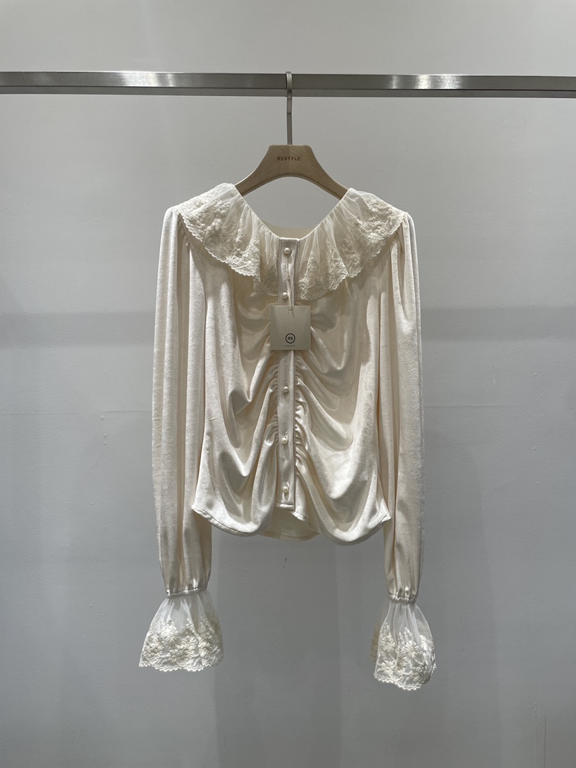 RE STYLE-Q韓國代購㊣女裝新品時尚熱賣人氣襯衫蕾絲衫貂皮RE STYLE襯衫/蕾絲衫圖色1