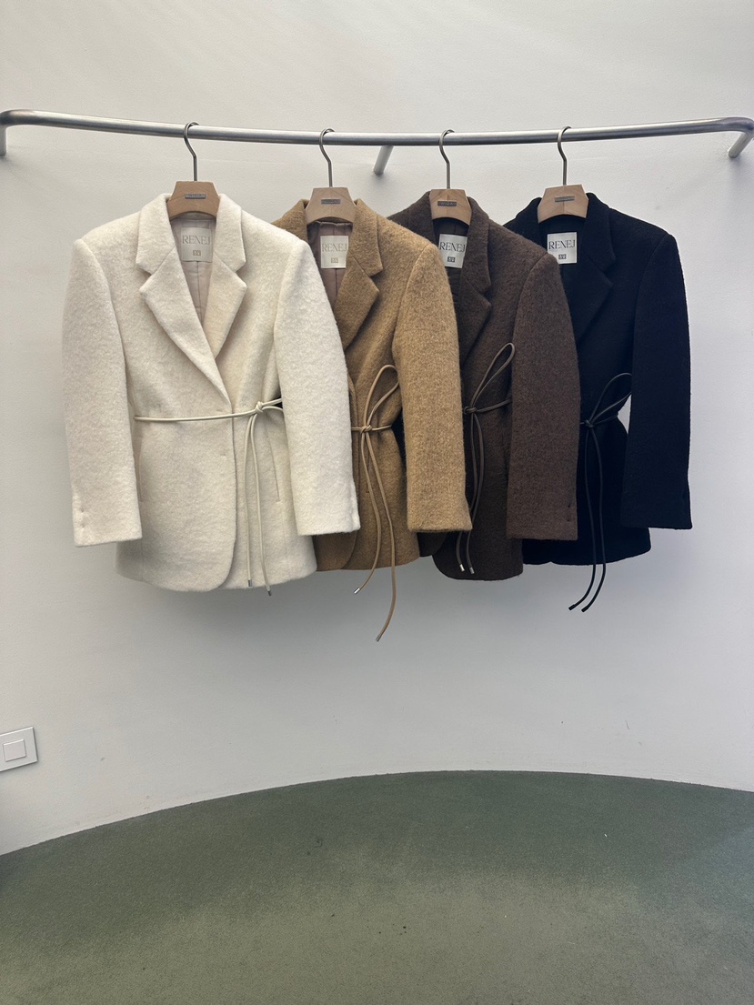 WIDA-P韓國直郵㊣女裝新款人氣25秋冬推薦熱賣夾克含腰帶羊駝WIDA/RENEJ夾克