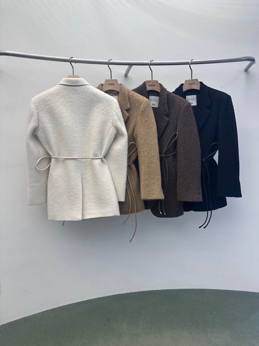 WIDA-P韓國直郵㊣女裝新款人氣25秋冬推薦熱賣夾克含腰帶羊駝WIDA/RENEJ夾克