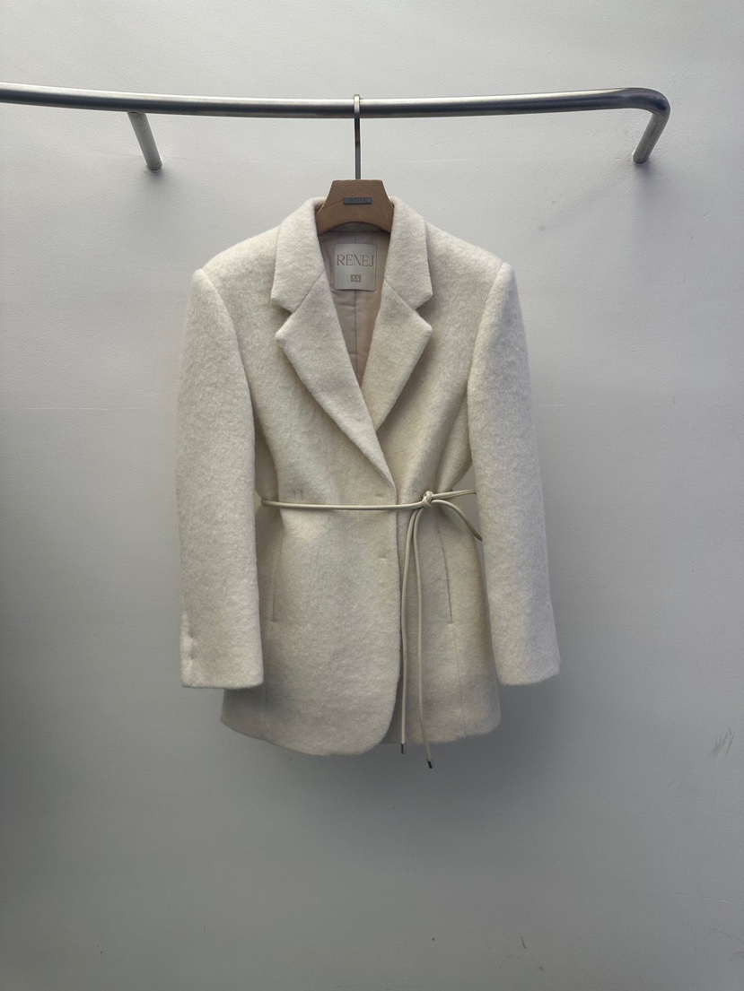 WIDA-P韓國直郵㊣女裝新款人氣25秋冬推薦熱賣夾克含腰帶羊駝WIDA/RENEJ夾克圖色1