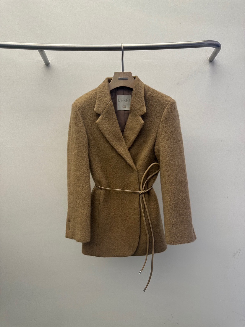 WIDA-P韓國直郵㊣女裝新款人氣25秋冬推薦熱賣夾克含腰帶羊駝WIDA/RENEJ夾克圖色2