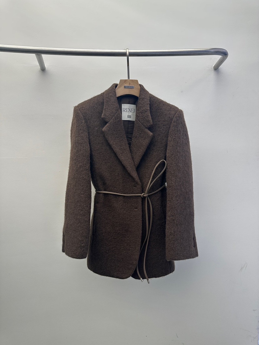 WIDA-P韓國直郵㊣女裝新款人氣25秋冬推薦熱賣夾克含腰帶羊駝WIDA/RENEJ夾克圖色3