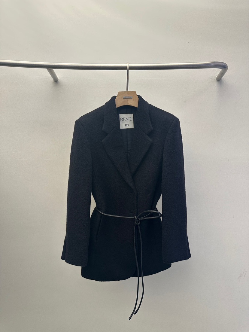 WIDA-P韓國直郵㊣女裝新款人氣25秋冬推薦熱賣夾克含腰帶羊駝WIDA/RENEJ夾克圖色4