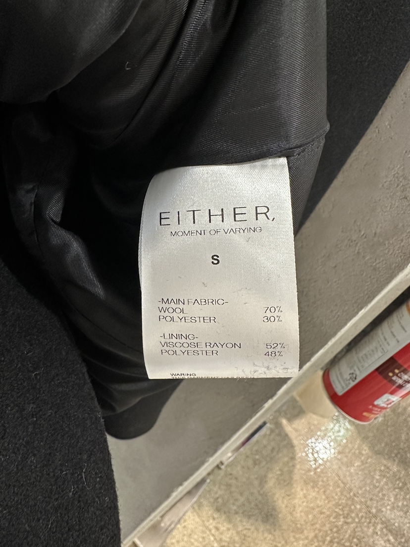 EITHER東大門㊣實拍女士新品推薦時尚人氣休閑短款大衣羊毛EITHER短款大衣