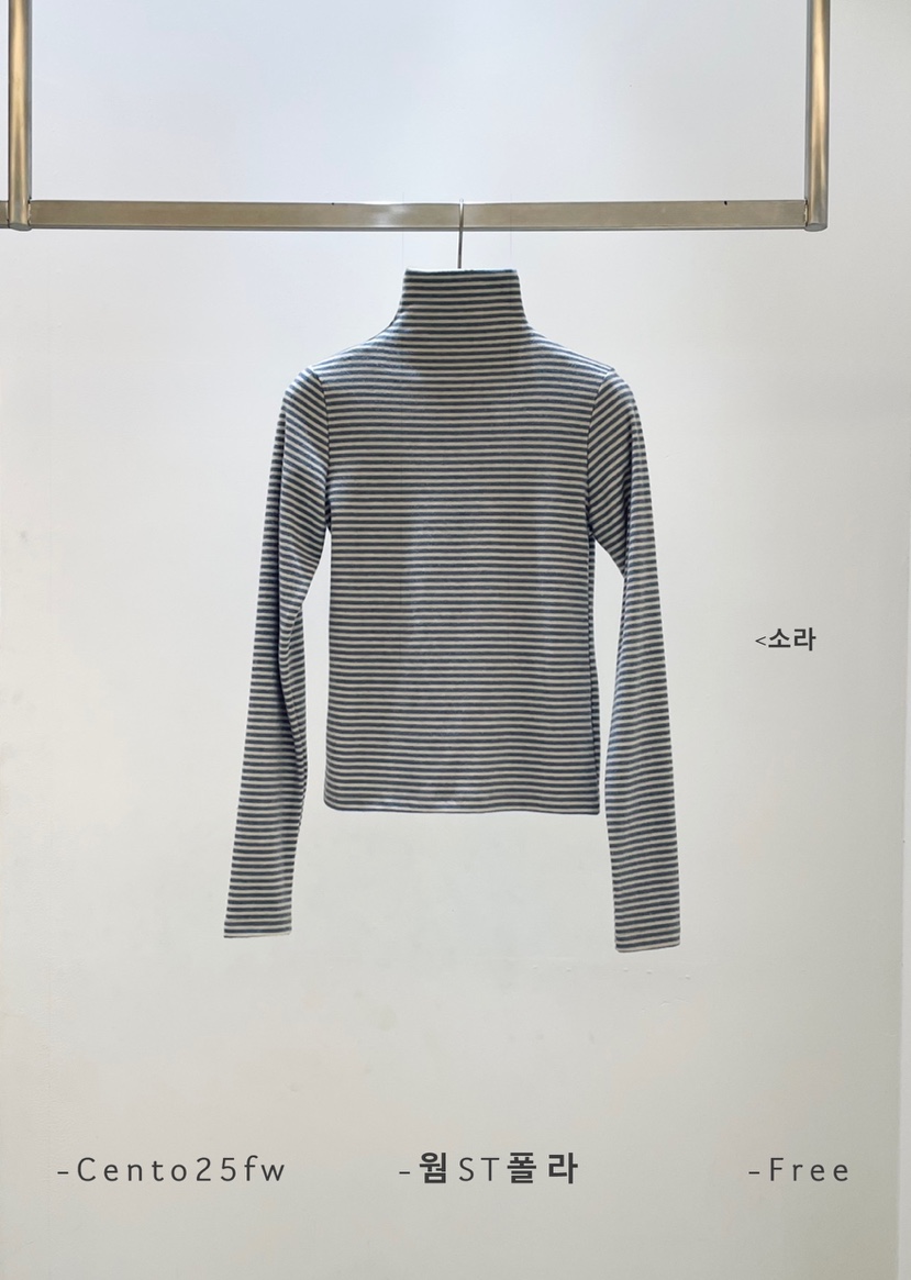 CENTO韓國代購㊣女士新品休閑職業推薦人氣25秋冬熱賣長袖T恤CENTO長袖T恤圖色3藍色