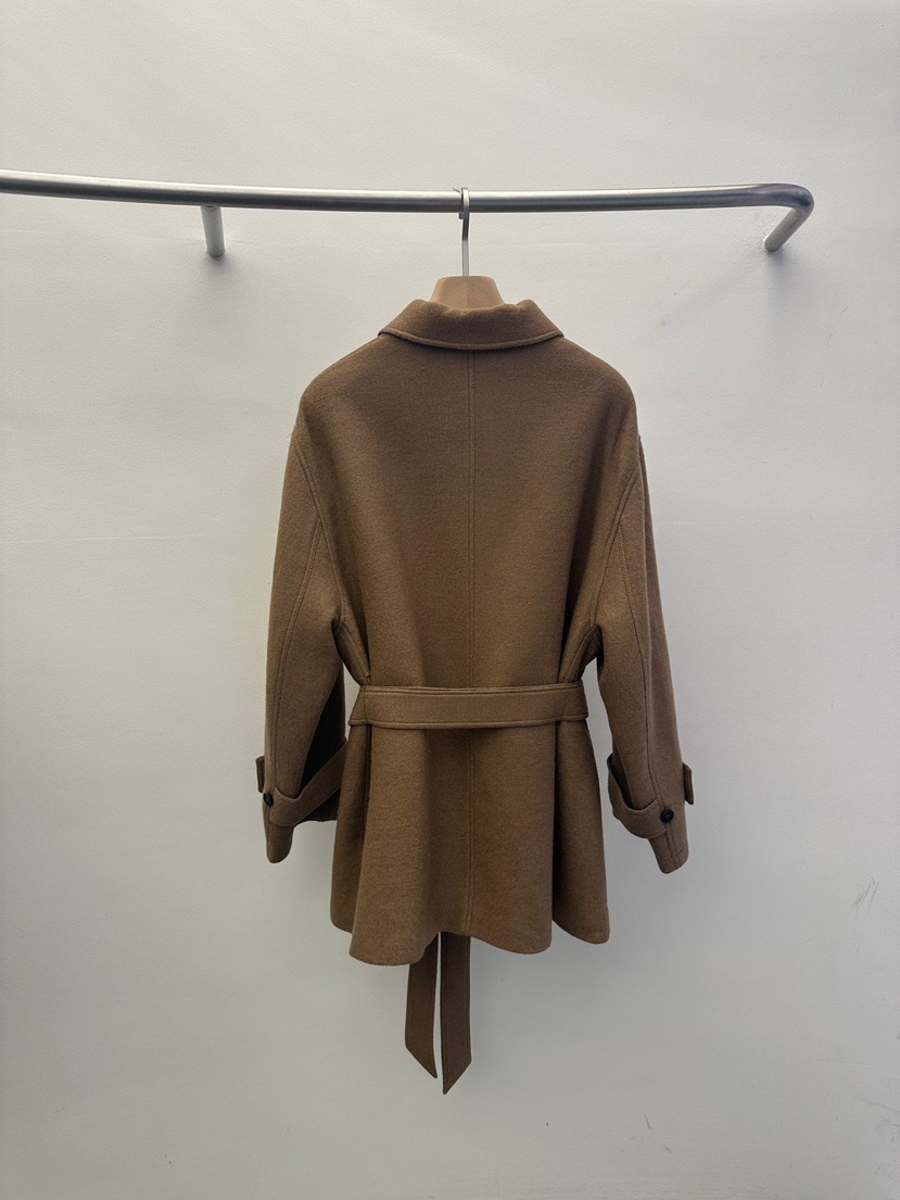 WIDA-P韓國代購㊣女士新款推薦時尚熱賣休閑短款大衣含腰帶WIDA/RENEJ短款大衣