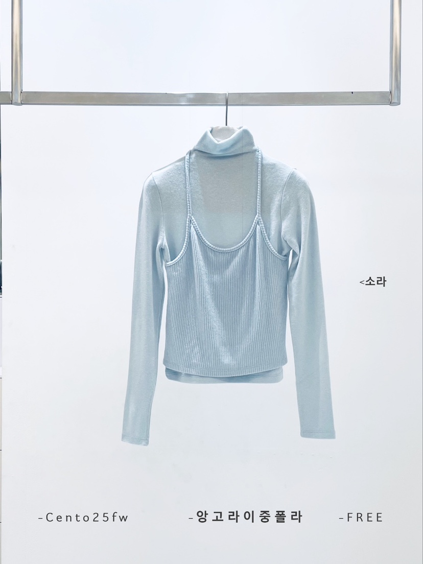 CENTO東大門㊣代購女士新品熱賣推薦時尚針織衫安哥拉假兩件CENTO針織衫圖色3