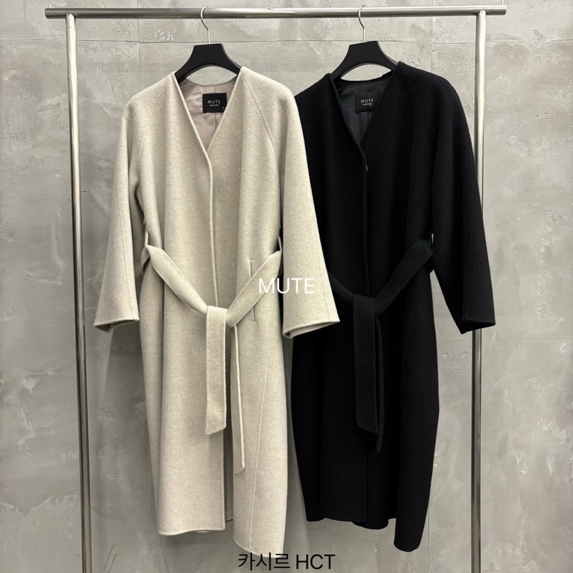 MUTE-P東大門㊣直郵女裝新款人氣休閑推薦中長款大衣含腰帶MUTE中長款大衣