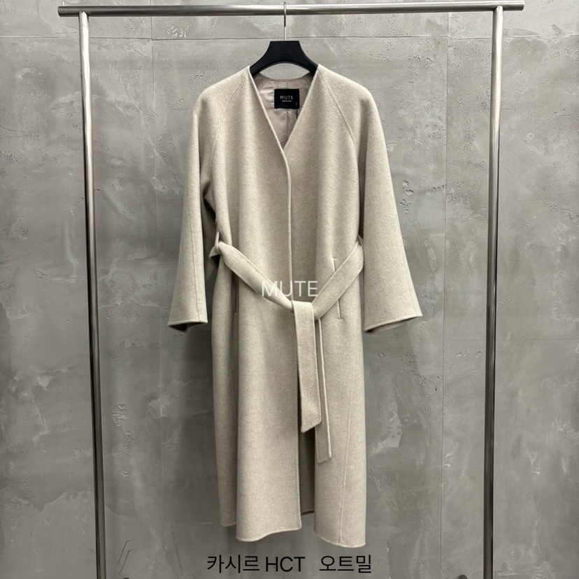MUTE-P東大門㊣直郵女裝新款人氣休閑推薦中長款大衣含腰帶MUTE中長款大衣圖色1