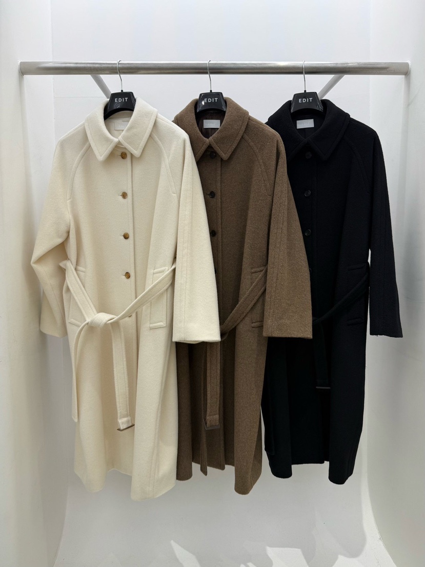 EDIT東大門㊣直郵女裝新款25秋冬時尚休閑中長款大衣含腰帶EDIT中長款大衣