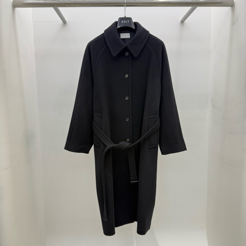 EDIT東大門㊣直郵女裝新款25秋冬時尚休閑中長款大衣含腰帶EDIT中長款大衣圖色2
