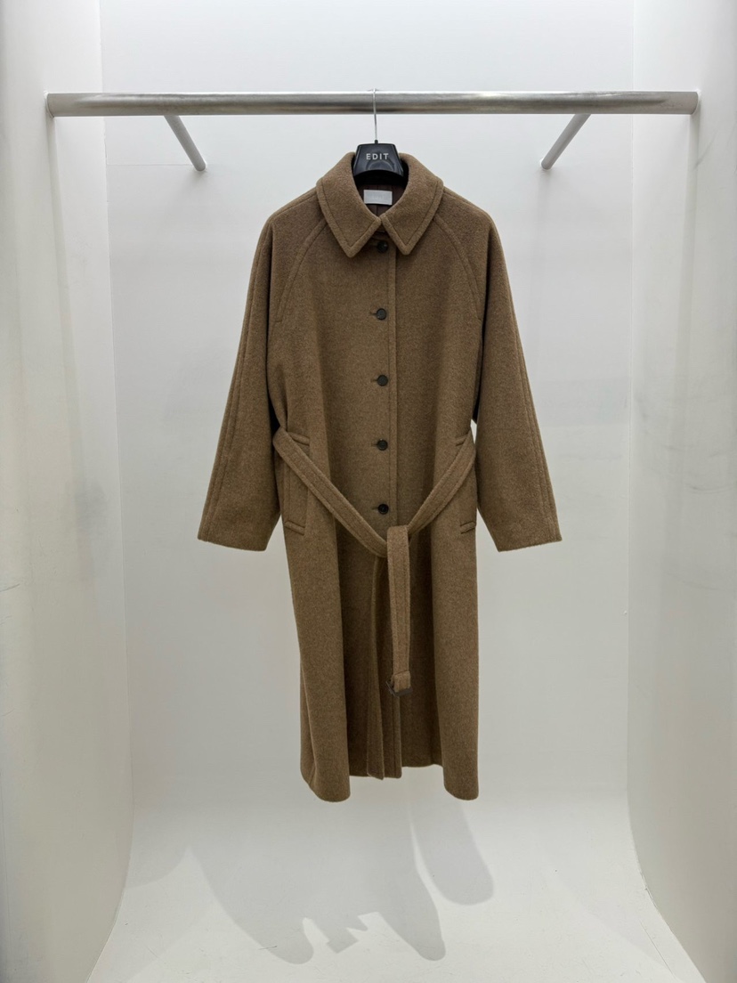 EDIT東大門㊣直郵女裝新款25秋冬時尚休閑中長款大衣含腰帶EDIT中長款大衣圖色3