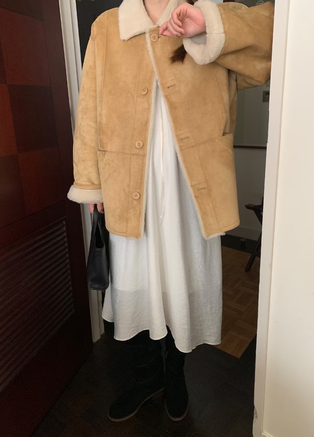 MELLOUNGE-멜라운지-T東大門㊣實拍女裝新品熱賣中長款大衣兩面可穿MELLOUNGE-T中長款大衣