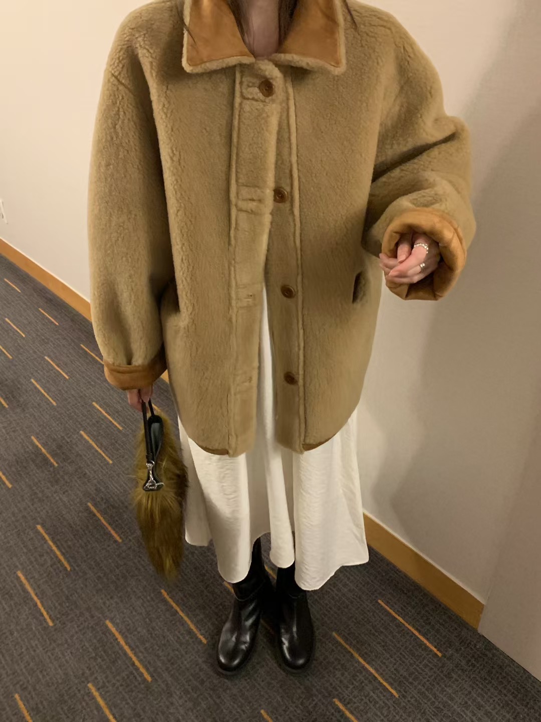 MELLOUNGE-멜라운지-T東大門㊣實拍女裝新品熱賣中長款大衣兩面可穿MELLOUNGE-T中長款大衣