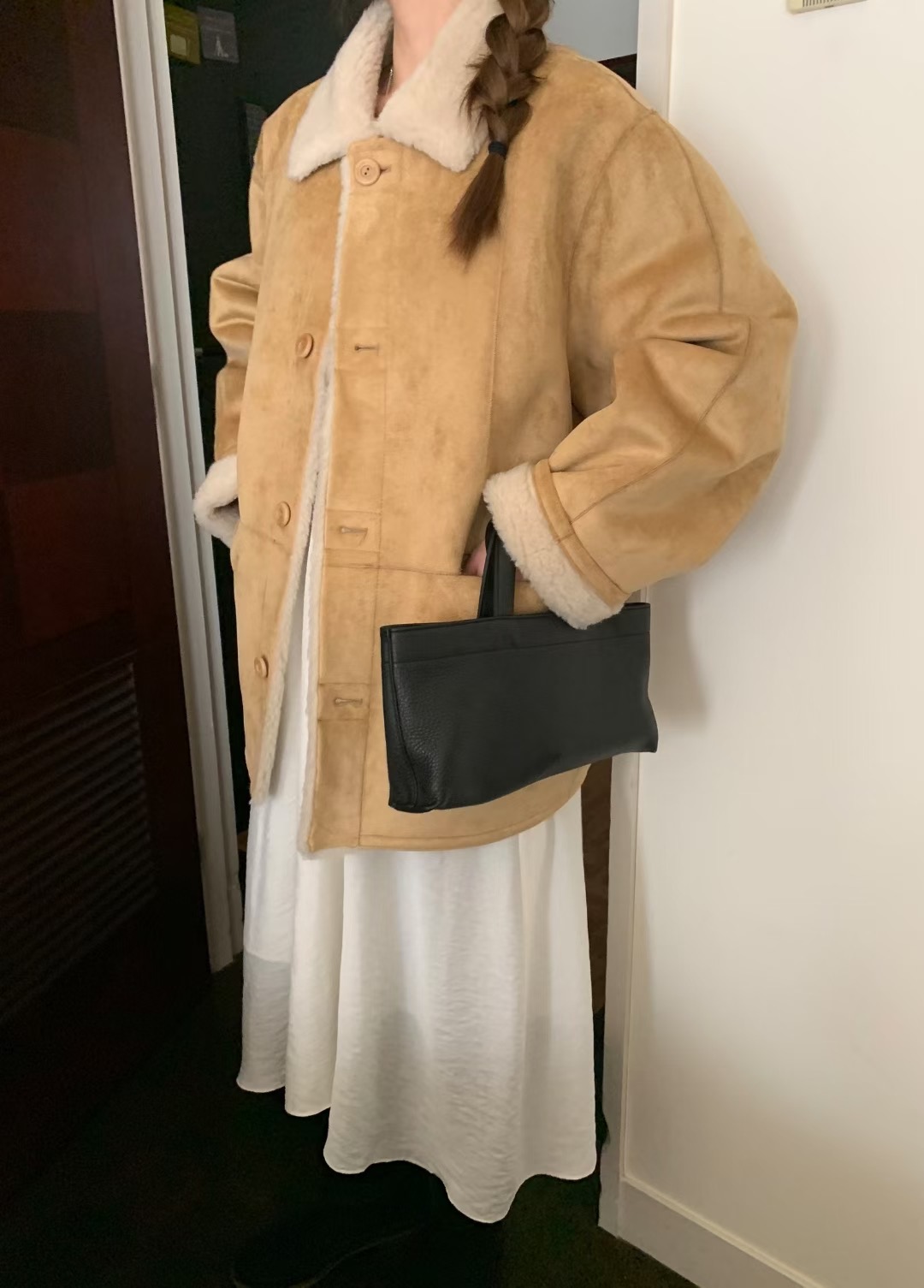 MELLOUNGE-멜라운지-T東大門㊣實拍女裝新品熱賣中長款大衣兩面可穿MELLOUNGE-T中長款大衣圖色1