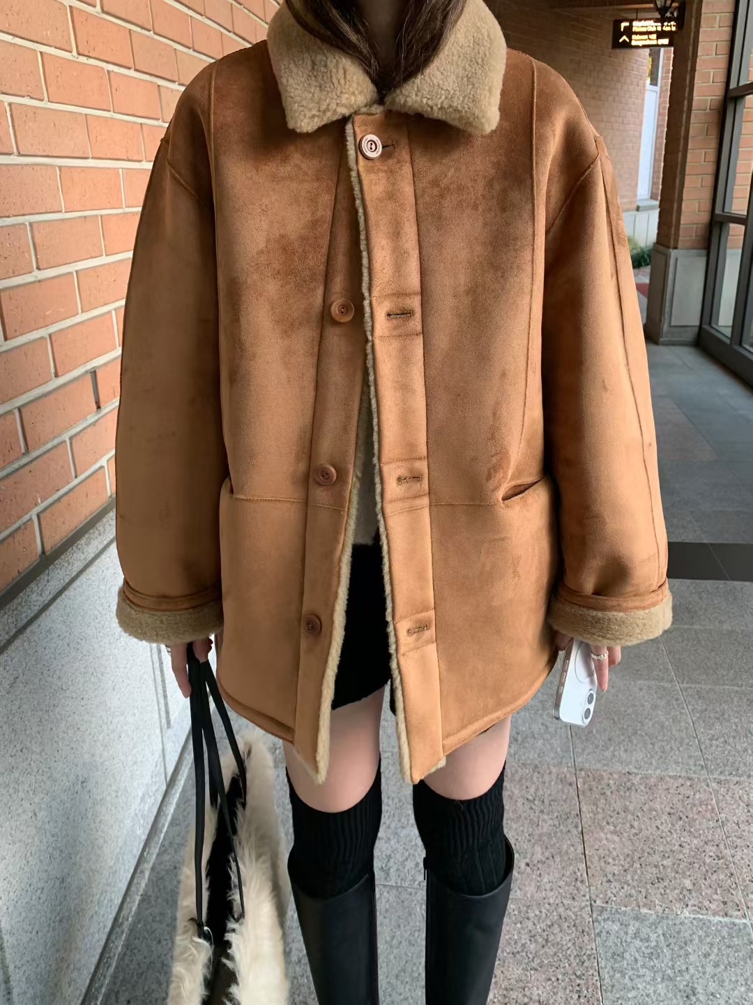 MELLOUNGE-멜라운지-T東大門㊣實拍女裝新品熱賣中長款大衣兩面可穿MELLOUNGE-T中長款大衣圖色2