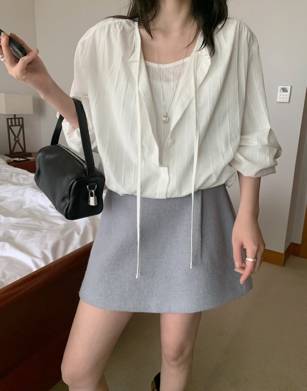 MELLOUNGE-멜라운지-T東大門㊣實拍女裝新款時尚襯衫蕾絲衫MELLOUNGE-T襯衫/蕾絲衫圖色1