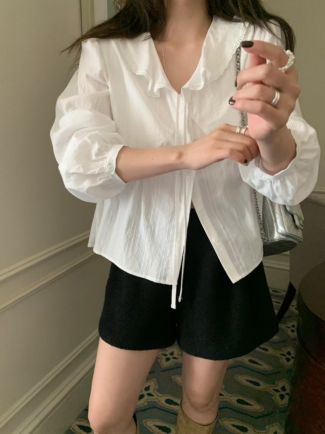 MELLOUNGE-멜라운지-T東大門㊣實拍女士新品推薦襯衫蕾絲衫MELLOUNGE-T襯衫/蕾絲衫